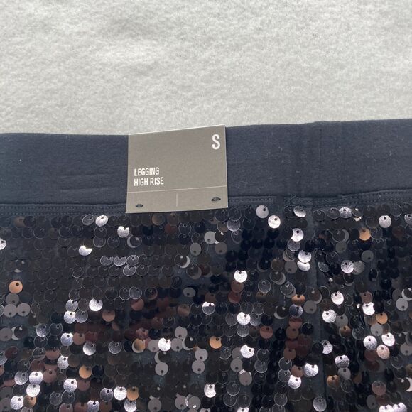 Express Leggings Women's Small Black Sequins Stretch High Rise Skinny Ankle NWT‎ - Picture 12 of 13